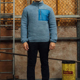 Petrol Blue 1/4 Zip Sherpa Jacket