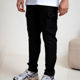 <transcy>Schwarze, taillierte V3 Cargohose</transcy>