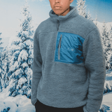 Petrol Blue 1/4 Zip Sherpa Jacket