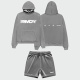 Slate Blurred Hoodie & Shorts Set